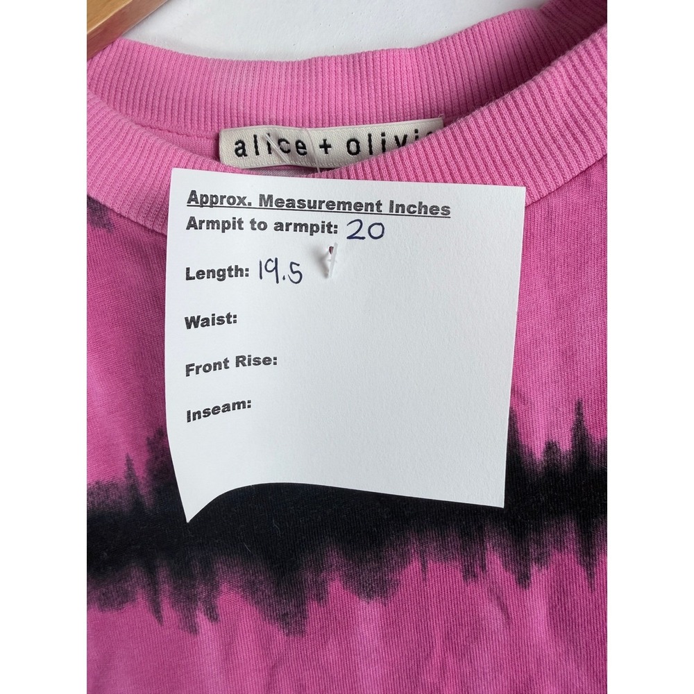 Alice + Olivia Pink Black Tie Dye Padded Shoulder Muscle Tee Top M - Picture 4 of 7